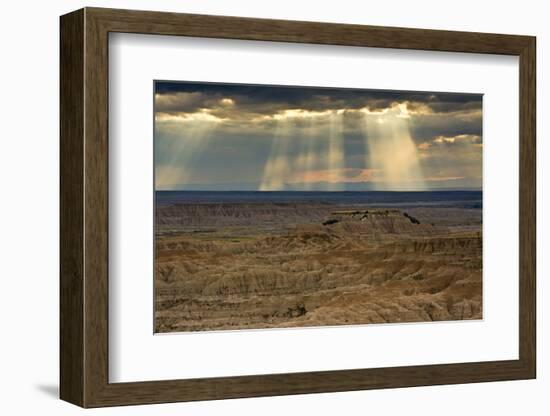 Storm at sunset, Pinnacles Viewpoint, Badlands National Park, South Dakota, USA-Michel Hersen-Framed Photographic Print