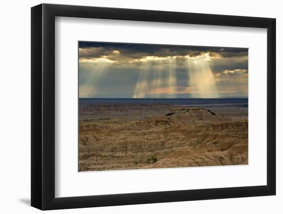 Storm at sunset, Pinnacles Viewpoint, Badlands National Park, South Dakota, USA-Michel Hersen-Framed Photographic Print