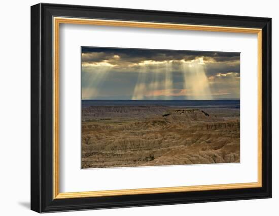 Storm at sunset, Pinnacles Viewpoint, Badlands National Park, South Dakota, USA-Michel Hersen-Framed Photographic Print