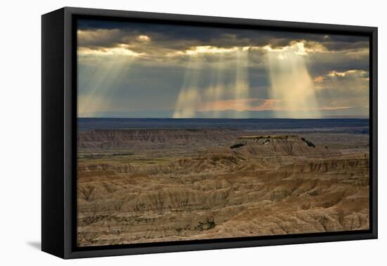 Storm at sunset, Pinnacles Viewpoint, Badlands National Park, South Dakota, USA-Michel Hersen-Framed Premier Image Canvas