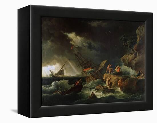 Storm at the Sea, 1740S-Claude Joseph Vernet-Framed Premier Image Canvas