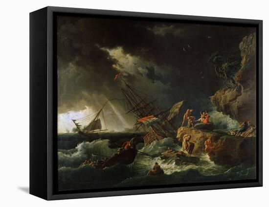 Storm at the Sea, 1740S-Claude Joseph Vernet-Framed Premier Image Canvas