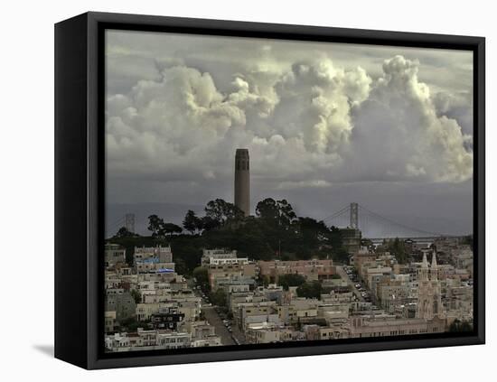 Storm Clouds Hover Over San Francisco's Coit Tower-null-Framed Premier Image Canvas
