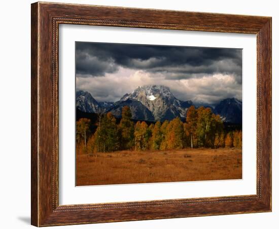 Storm Clouds Over Mountains and Trees, Grand Teton National Park, USA-Carol Polich-Framed Photographic Print