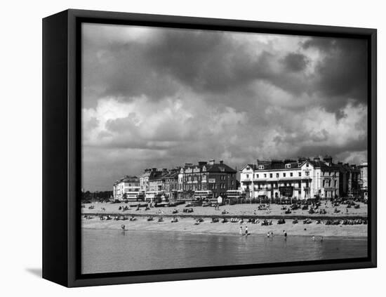 Storm Clouds Over the Promenade and the Beach from the Pier at Southsea Hampshire England-null-Framed Premier Image Canvas