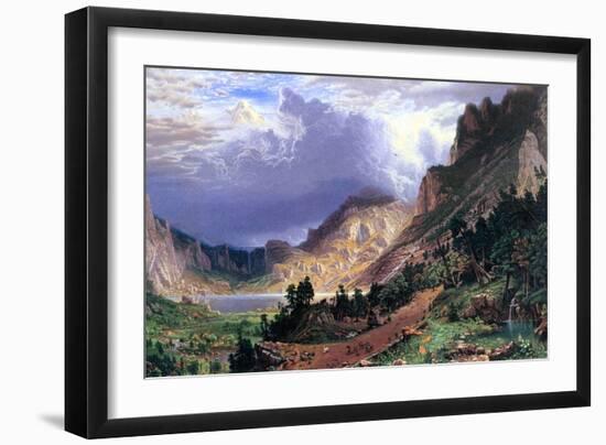 Storm in the Rockies, Mt. Rosalie-Albert Bierstadt-Framed Art Print