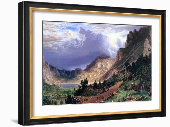 Storm in the Rockies, Mt. Rosalie-Albert Bierstadt-Framed Art Print