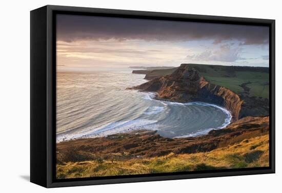 Storm Light Illuminates Chapmans Pool and Houns Tout Cliff, Viewed from St Aldhelm's Head, Dorset-Adam Burton-Framed Premier Image Canvas