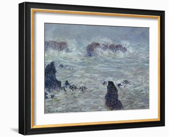 Storm, off the Coast of Belle-Ile, 1886-Claude Monet-Framed Giclee Print