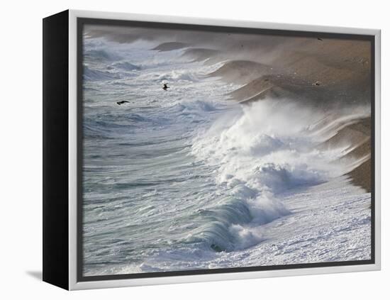 Storm Waves At Chesil Beach-Adrian Bicker-Framed Premier Image Canvas
