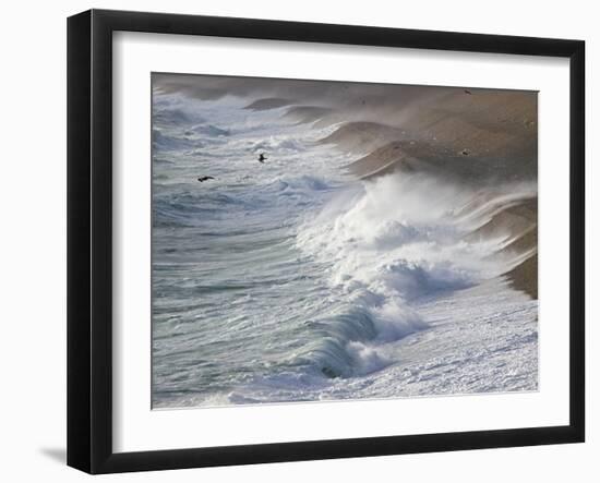 Storm Waves At Chesil Beach-Adrian Bicker-Framed Photographic Print