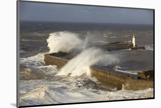 Storm waves batter Whitehaven harbour, Cumbria, UK, December 2014.-Ashley Cooper-Mounted Photographic Print
