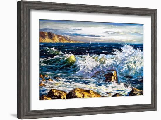 Storm Waves On Seacoast-balaikin2009-Framed Art Print