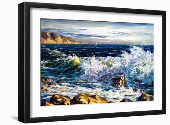 Storm Waves On Seacoast-balaikin2009-Framed Art Print