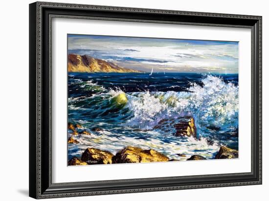 Storm Waves On Seacoast-balaikin2009-Framed Art Print