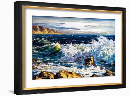 Storm Waves On Seacoast-balaikin2009-Framed Art Print