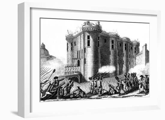 Storming of the Bastille by Parisians Led by the Grenadier Guards, 14 July 1789-null-Framed Giclee Print