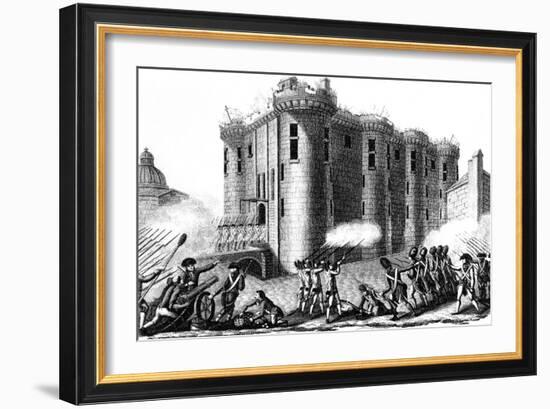 Storming of the Bastille by Parisians Led by the Grenadier Guards, 14 July 1789-null-Framed Giclee Print