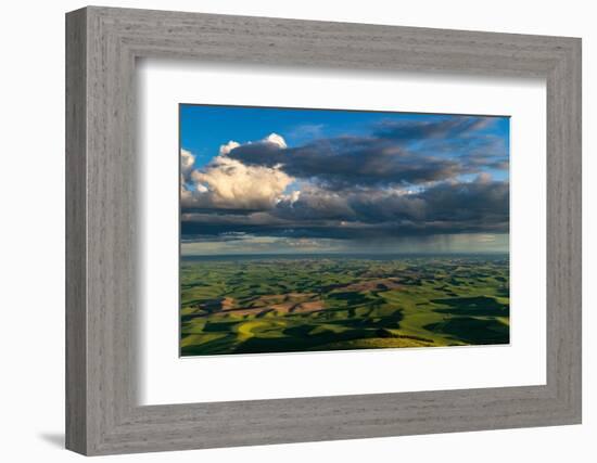 Stormy clouds over rolling hills from Steptoe Butte near Colfax, Washington State, USA-Chuck Haney-Framed Photographic Print