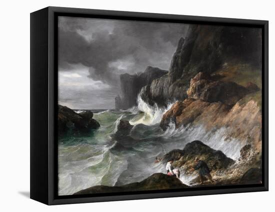 Stormy Coast Scene after a Shipwreck-Horace Vernet-Framed Premier Image Canvas