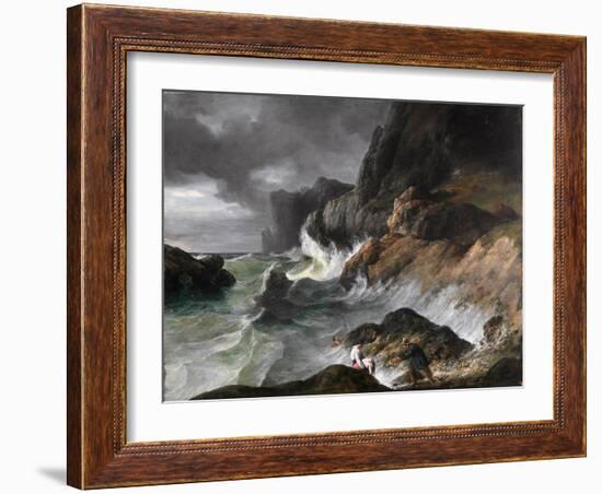 Stormy Coast Scene after a Shipwreck-Horace Vernet-Framed Giclee Print