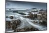 Stormy conditions on the rocky Bantham coast, looking across to Burgh Island, Devon, England-Adam Burton-Mounted Photographic Print