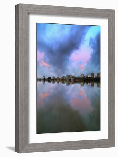 Stormy Lake Merritt Reflection Water & Urban Scene Oakland-Vincent James-Framed Photographic Print