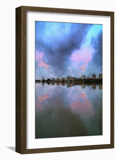 Stormy Lake Merritt Reflection Water & Urban Scene Oakland-Vincent James-Framed Photographic Print