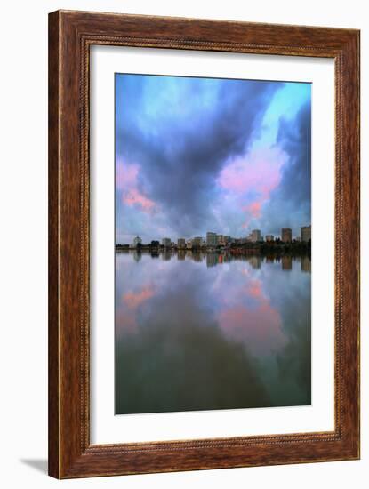 Stormy Lake Merritt Reflection Water & Urban Scene Oakland-Vincent James-Framed Photographic Print