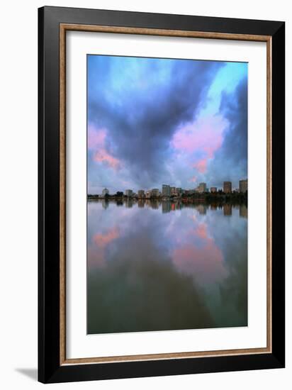 Stormy Lake Merritt Reflection Water & Urban Scene Oakland-Vincent James-Framed Photographic Print