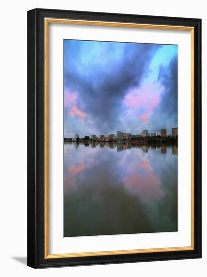 Stormy Lake Merritt Reflection Water & Urban Scene Oakland-Vincent James-Framed Photographic Print