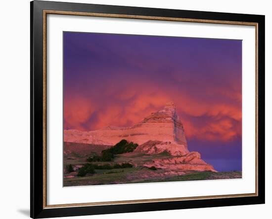 Stormy Light on Scottsbluff National Monument, Nebraska, USA-Chuck Haney-Framed Photographic Print