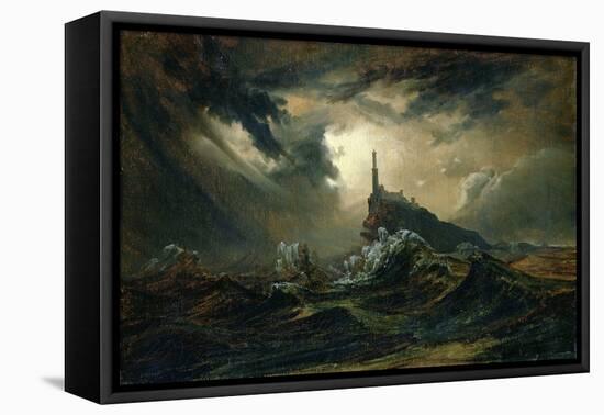 Stormy Sea with Lighthouse-Karl Blechen-Framed Premier Image Canvas