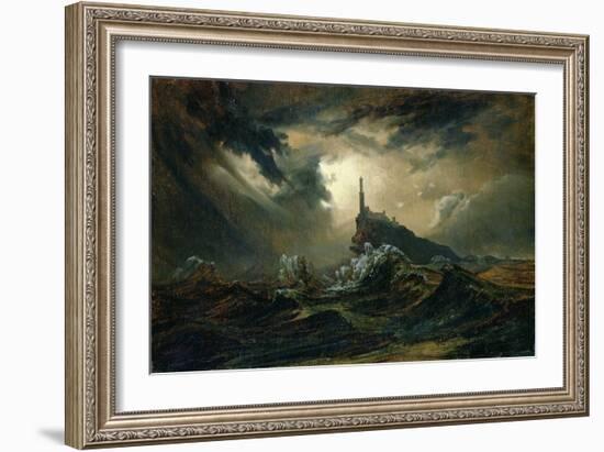 Stormy Sea with Lighthouse-Karl Blechen-Framed Giclee Print