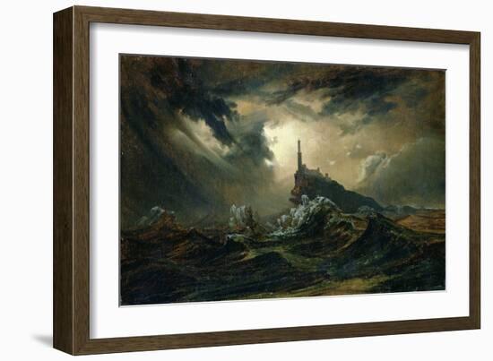 Stormy Sea with Lighthouse-Karl Blechen-Framed Giclee Print