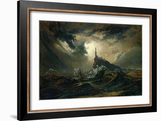 Stormy Sea with Lighthouse-Karl Blechen-Framed Giclee Print