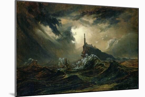 Stormy Sea with Lighthouse-Karl Blechen-Mounted Giclee Print