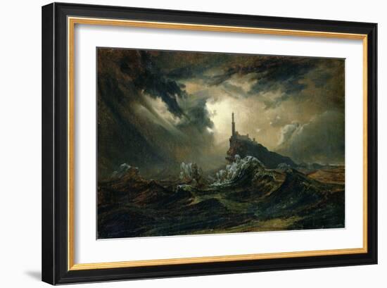 Stormy Sea with Lighthouse-Karl Blechen-Framed Giclee Print