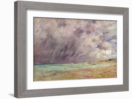 Stormy Skies over the Estuary at Le Havre, C.1892-96 (Oil on Canvas)-Eugene Louis Boudin-Framed Giclee Print