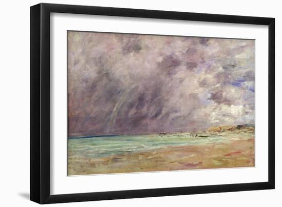 Stormy Skies over the Estuary at Le Havre, C.1892-96 (Oil on Canvas)-Eugene Louis Boudin-Framed Giclee Print