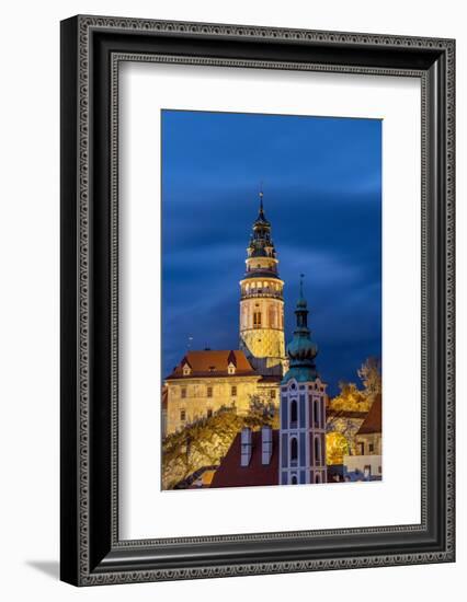 Stormy Skies over town of Cesky Krumlov in the Czech Republic-Chuck Haney-Framed Photographic Print