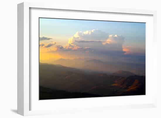 Stormy Sky With A Sunset Over The Hills Of The North Cascade Mountains-Hannah Dewey-Framed Photographic Print