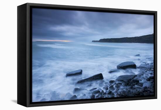 Stormy Sunset at Kimmeridge Bay on the Jurassic Coast, Dorset, England. Winter-Adam Burton-Framed Premier Image Canvas