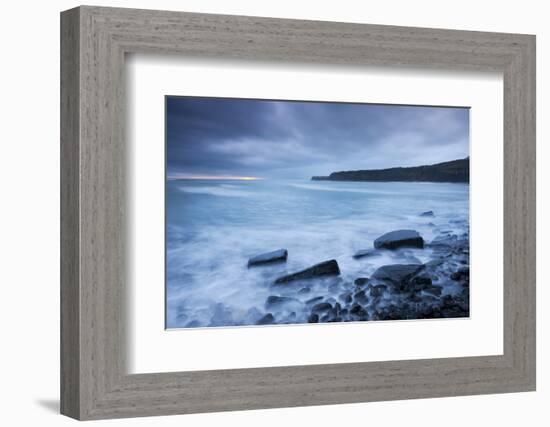 Stormy Sunset at Kimmeridge Bay on the Jurassic Coast, Dorset, England. Winter-Adam Burton-Framed Photographic Print