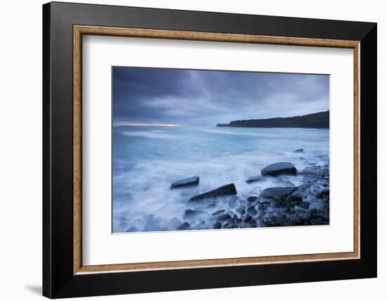 Stormy Sunset at Kimmeridge Bay on the Jurassic Coast, Dorset, England. Winter-Adam Burton-Framed Photographic Print