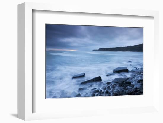 Stormy Sunset at Kimmeridge Bay on the Jurassic Coast, Dorset, England. Winter-Adam Burton-Framed Photographic Print