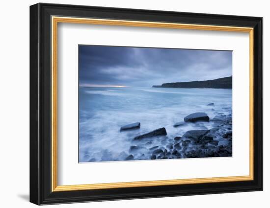 Stormy Sunset at Kimmeridge Bay on the Jurassic Coast, Dorset, England. Winter-Adam Burton-Framed Photographic Print