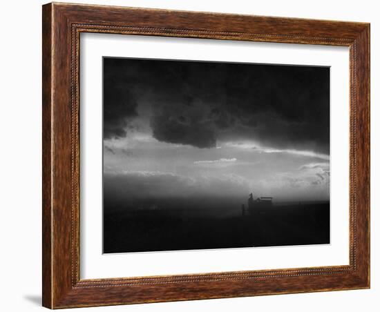 Stormy Sunset over Texas Ranch Land-John Dominis-Framed Photographic Print