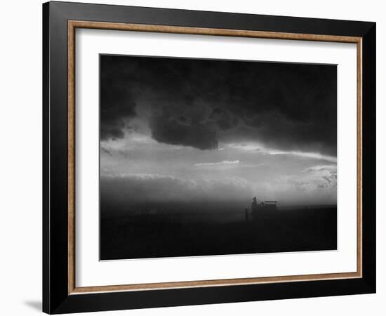 Stormy Sunset over Texas Ranch Land-John Dominis-Framed Photographic Print