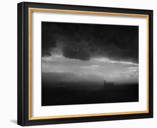Stormy Sunset over Texas Ranch Land-John Dominis-Framed Photographic Print